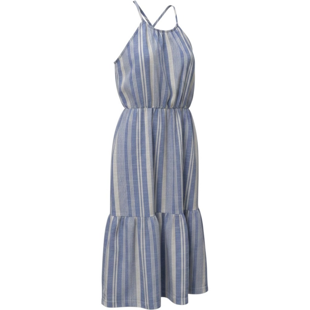 Wonder Nation Tiered Midi Dress Girls L 10-12 Blue White Stripe Excellent Halter